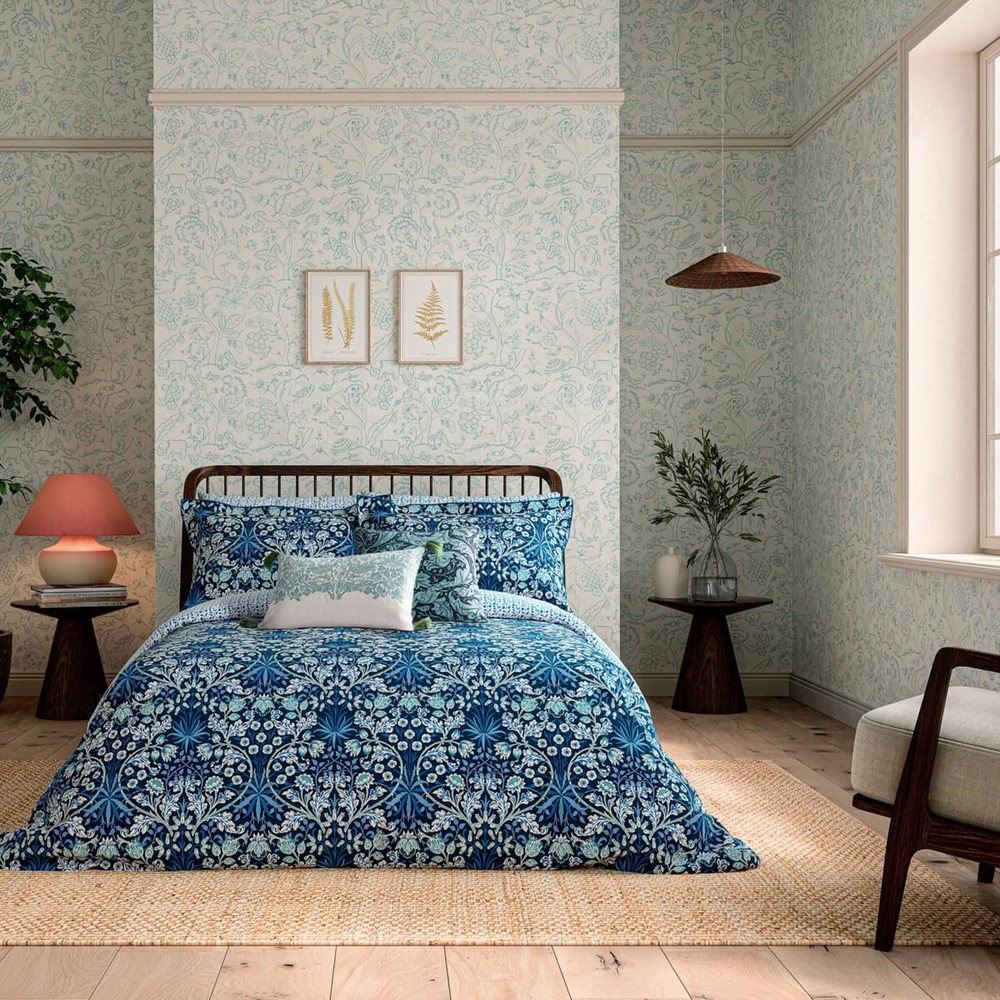 Hyacinth Floral Bedding by Morris & Co in Indigo Blue